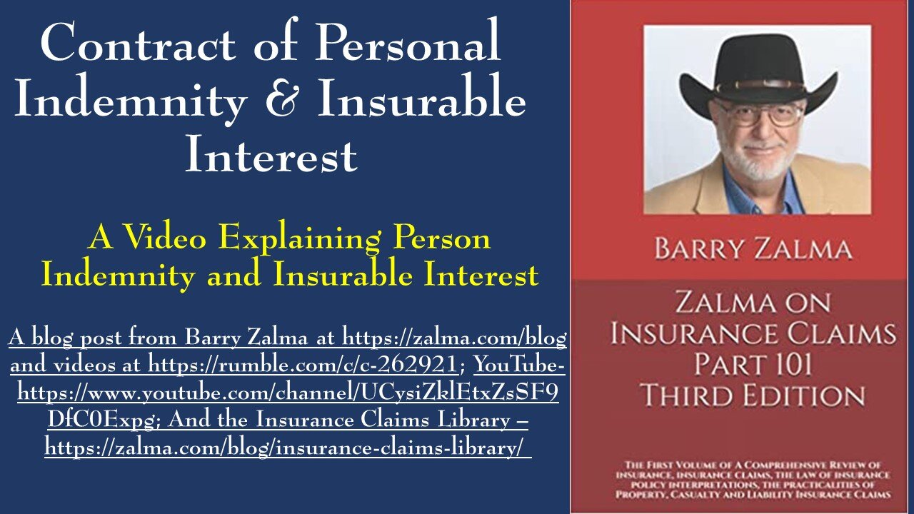Contract of Personal Indemnity & Insurable Interest