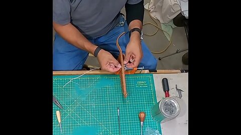 Hand Stitching a Leather Sheath #Shorts