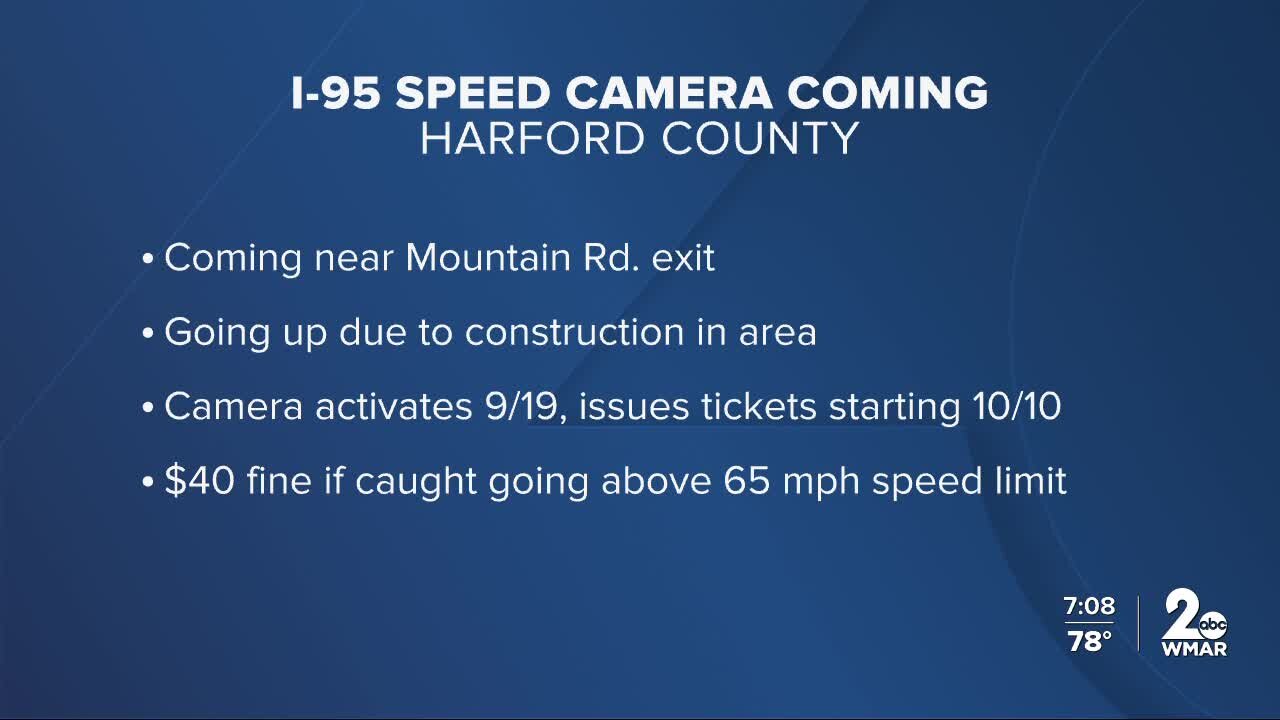 Drivers can expect a new speed camera on I-95 south in Harford County