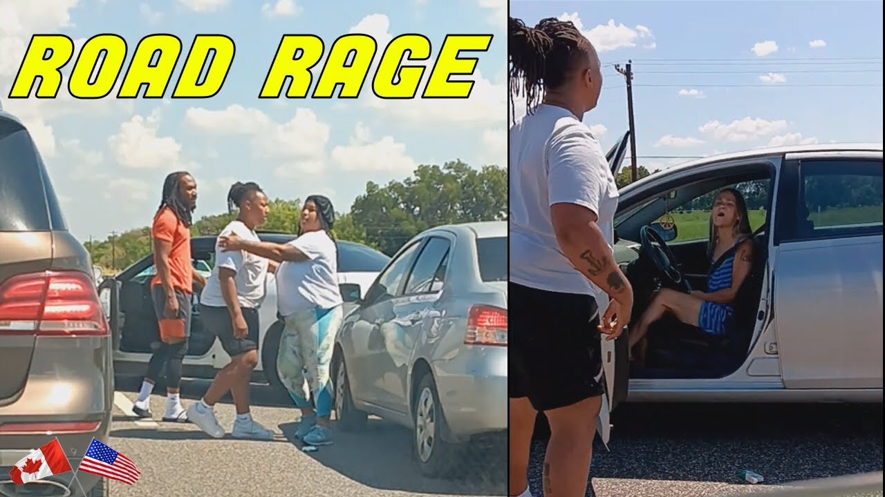 WOMAN GOES NUTS ON HIT AND RUN DRIVER AND CAUSES MASSIVE ROAD RAGE | USA & Canada