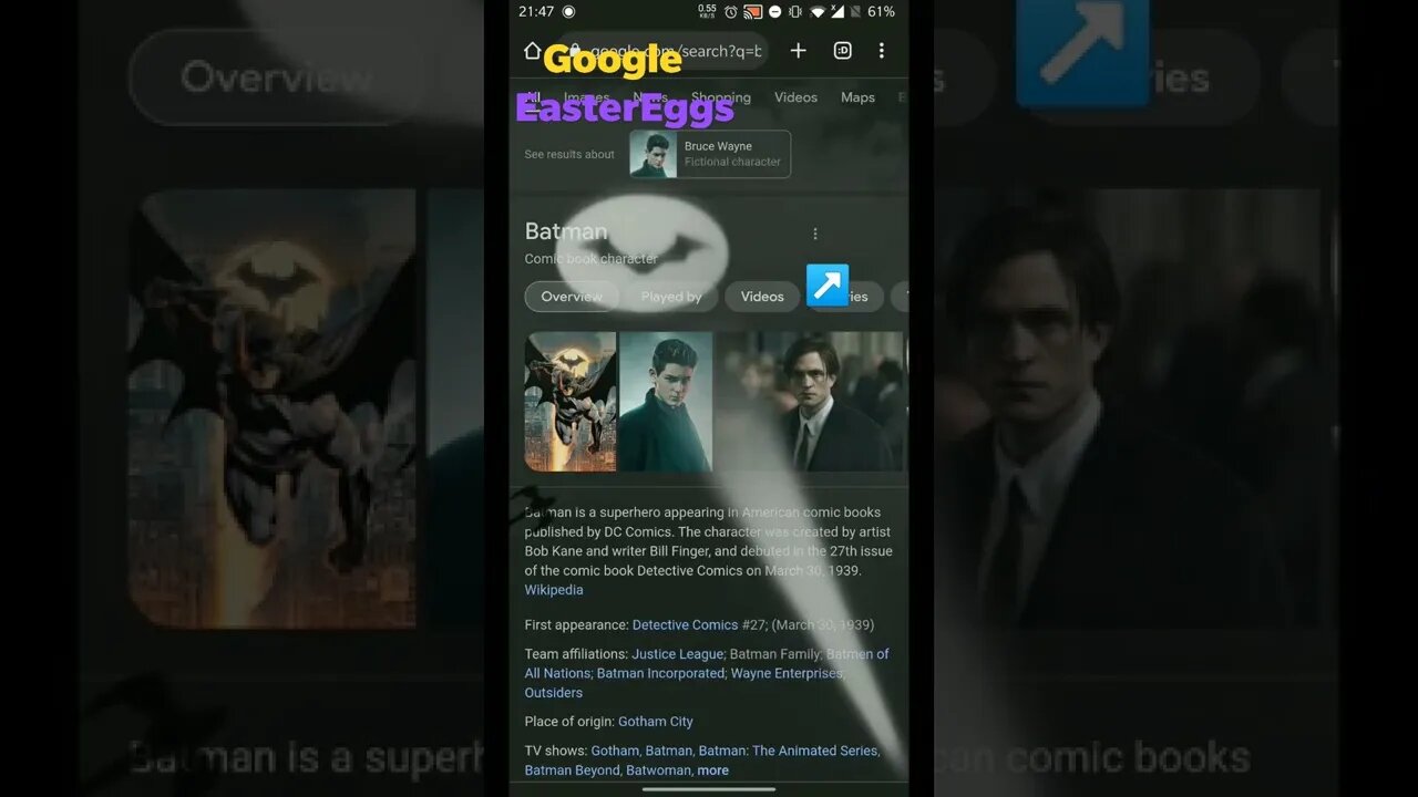 Batman X Google chrome Easter eggs.