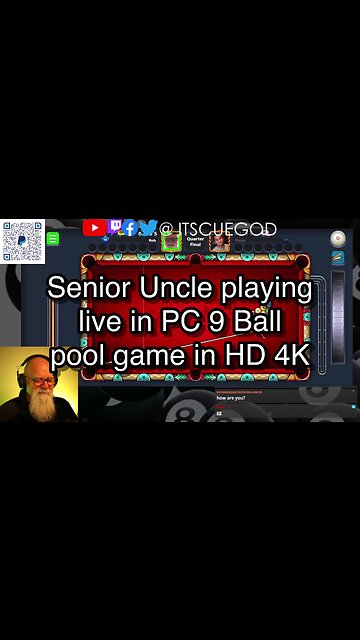 Senior Uncle playing live in PC 9 Ball pool game in HD 4K 🎱🎱🎱 8 Ball Pool 🎱🎱🎱