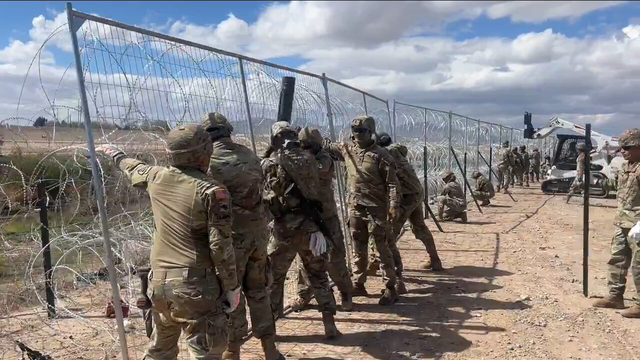 Texas National Guard Installing More Fence & Razor Wire