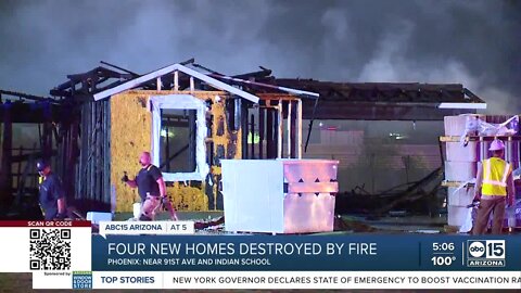 Four homes under construction destroyed by fire in Phoenix