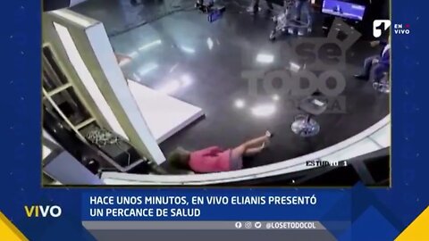 COLOMBIAN NEWS PRESENTER GOES DOWN FOR THE COUNT ON LIVE TV.