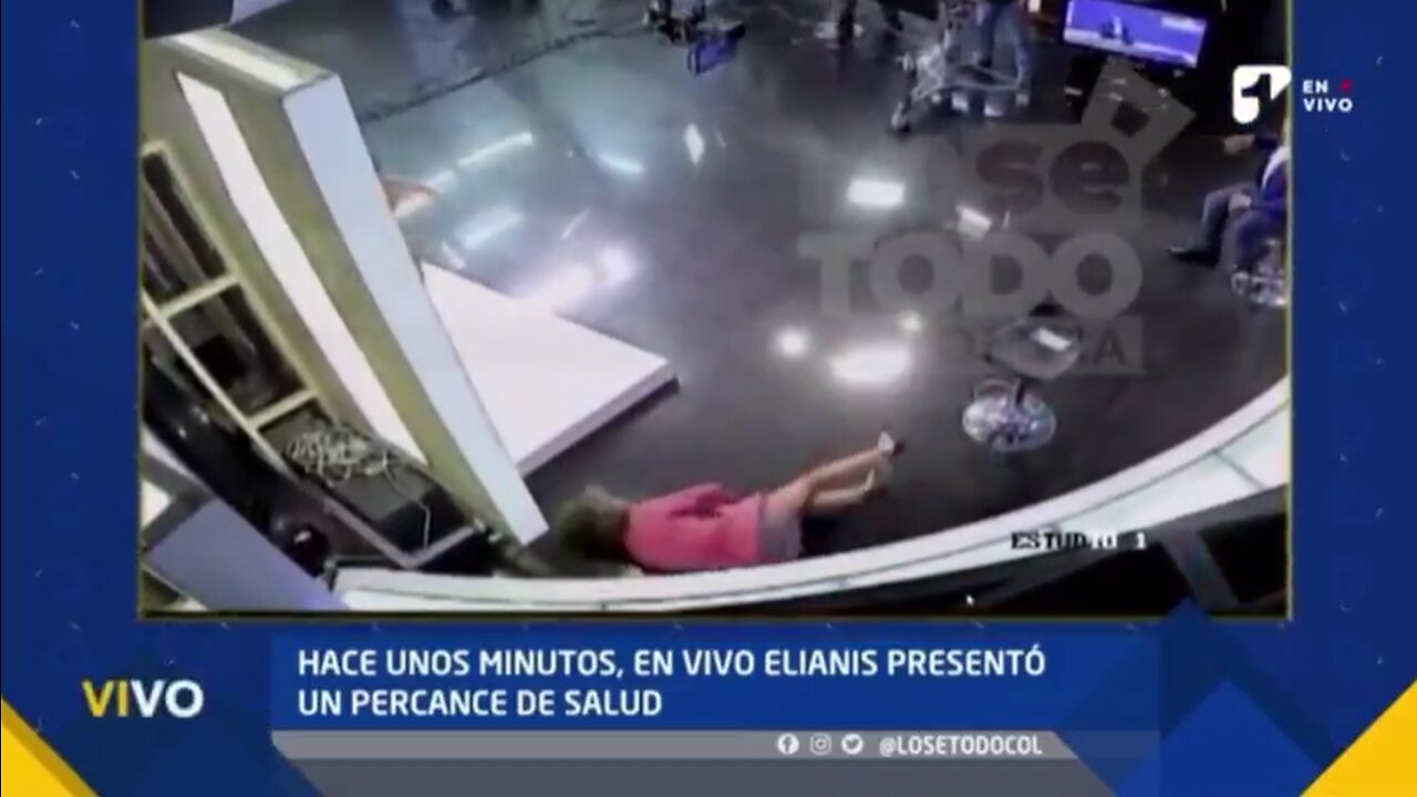 COLOMBIAN NEWS PRESENTER GOES DOWN FOR THE COUNT ON LIVE TV.