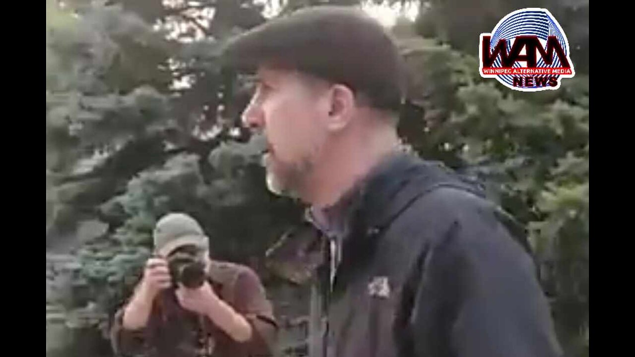 Man Screams Crazily At Peaceful Assembly Outside Louis Riel School Division Head Office