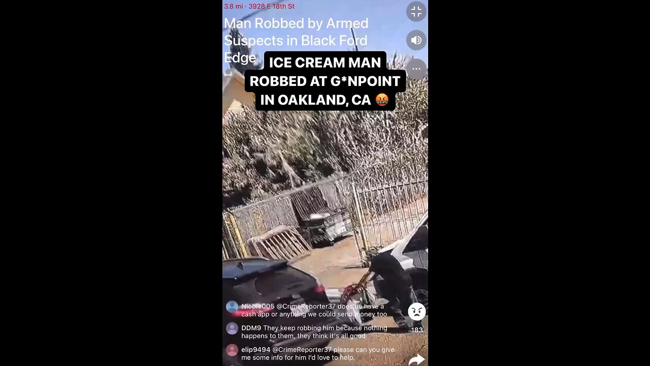 Ice cream man robbed at gunpoint in Oakland, California.