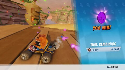 Crash™ Team Racing Nitro-Fueled (PS4) - Adventure Mode (Easy) - Crystal Challenge - Skull Rock
