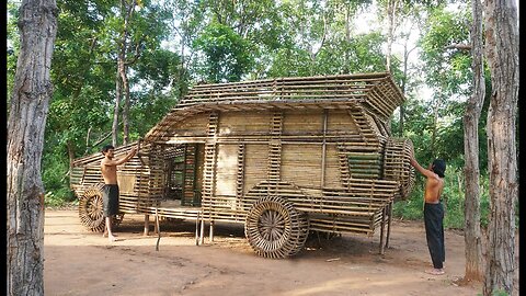 Build The Most Beautiful Car By Using Bamboo With Wooden - Car House