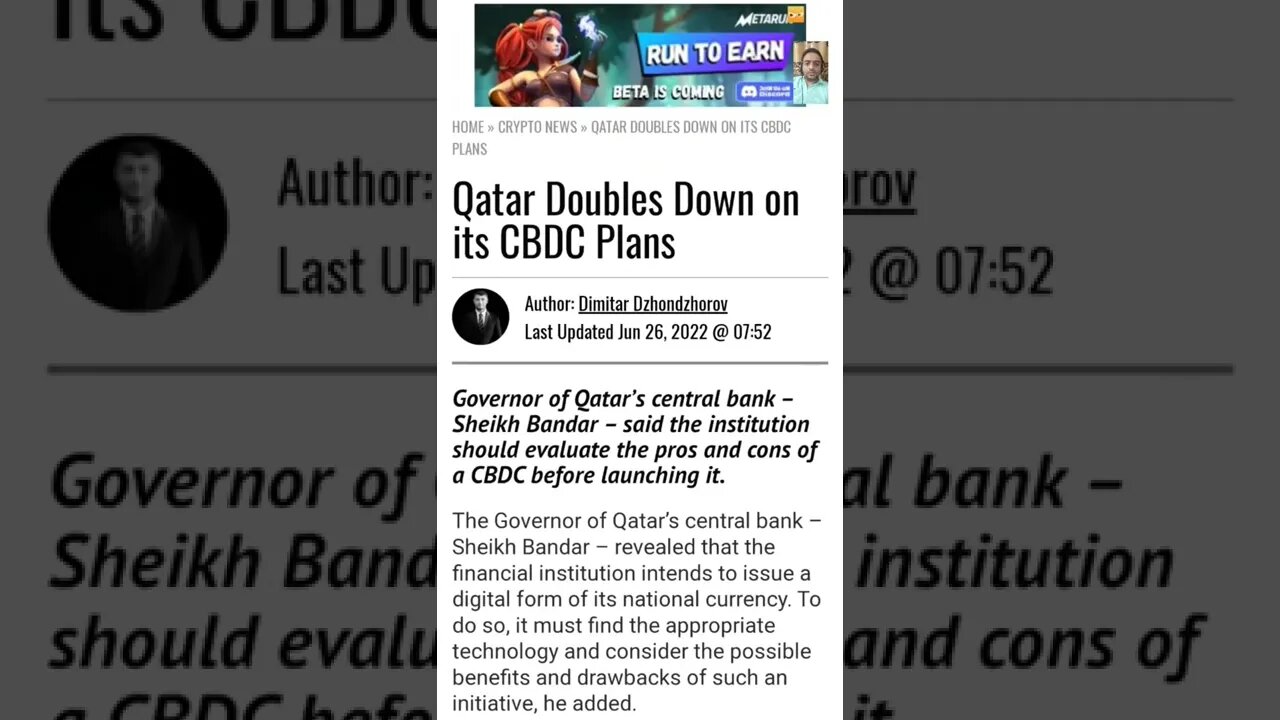 Qatar Doubles Down on its CBDC Plans #cryptomash #ytshorts #cryptonews #viralvideo2022