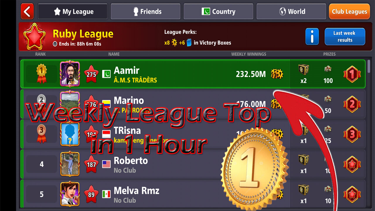 8ball pool Game weekly league top in 1 Hour || 4 win Streak in Berlin..Just Enjoy