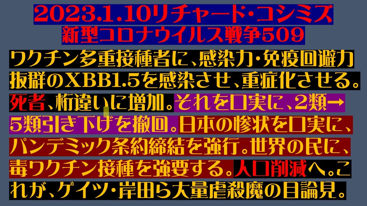 2023.１．10リチャード・コシミズ 新型コロナウイルス戦争５０９