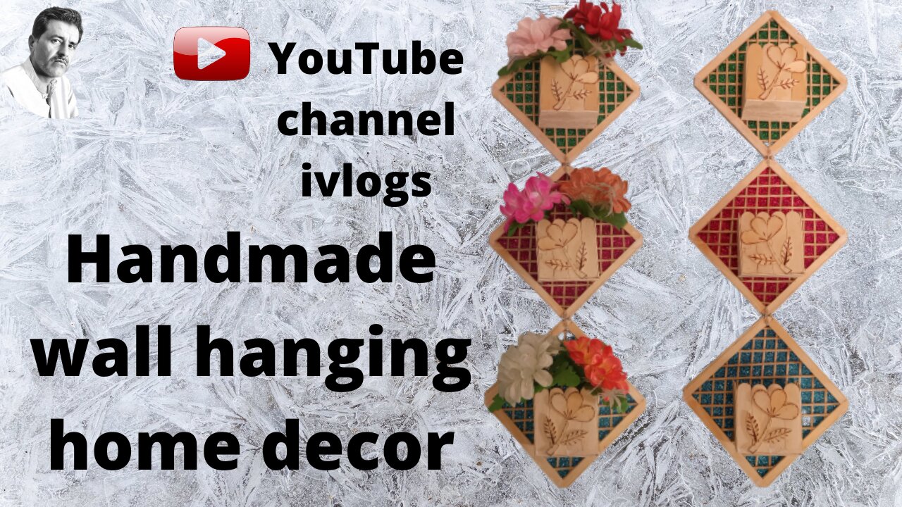 Making wall hanging close vase using ice cream stick/wall decoration craft/Diy