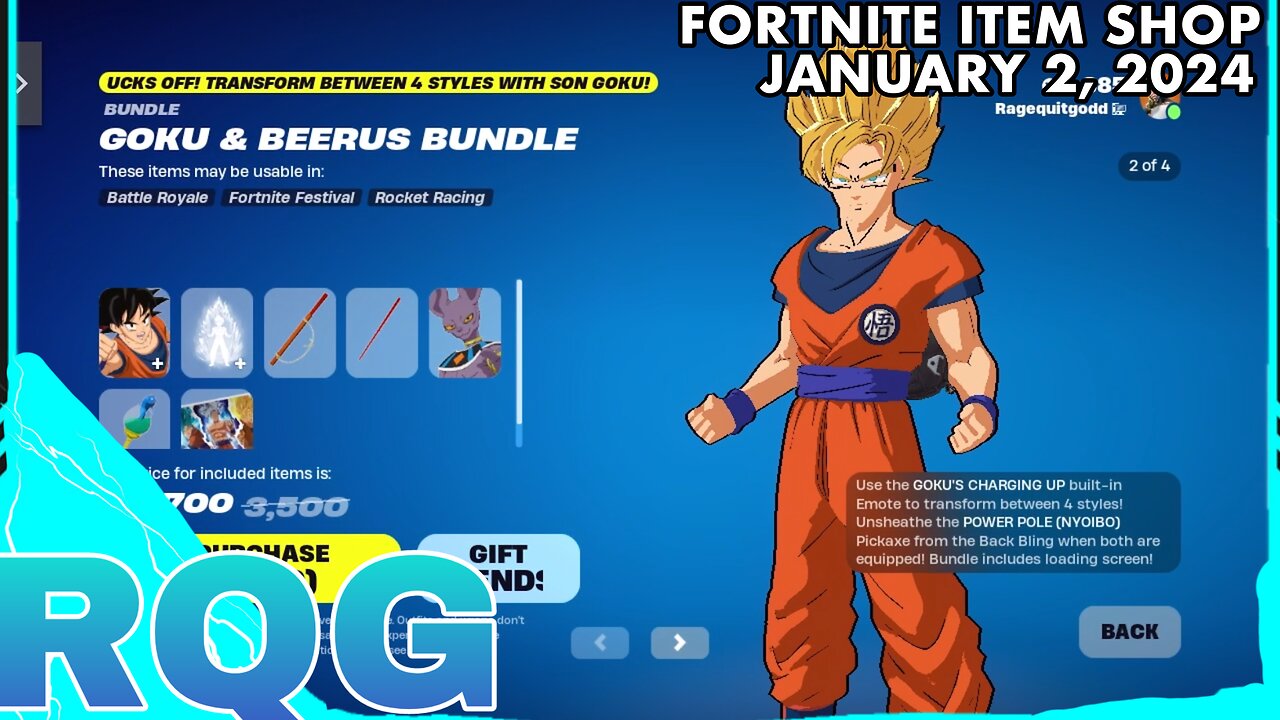 ALL DRAGON BALL STUFF IS BACK! FORTNITE ITEM SHOP (January 2, 2024)