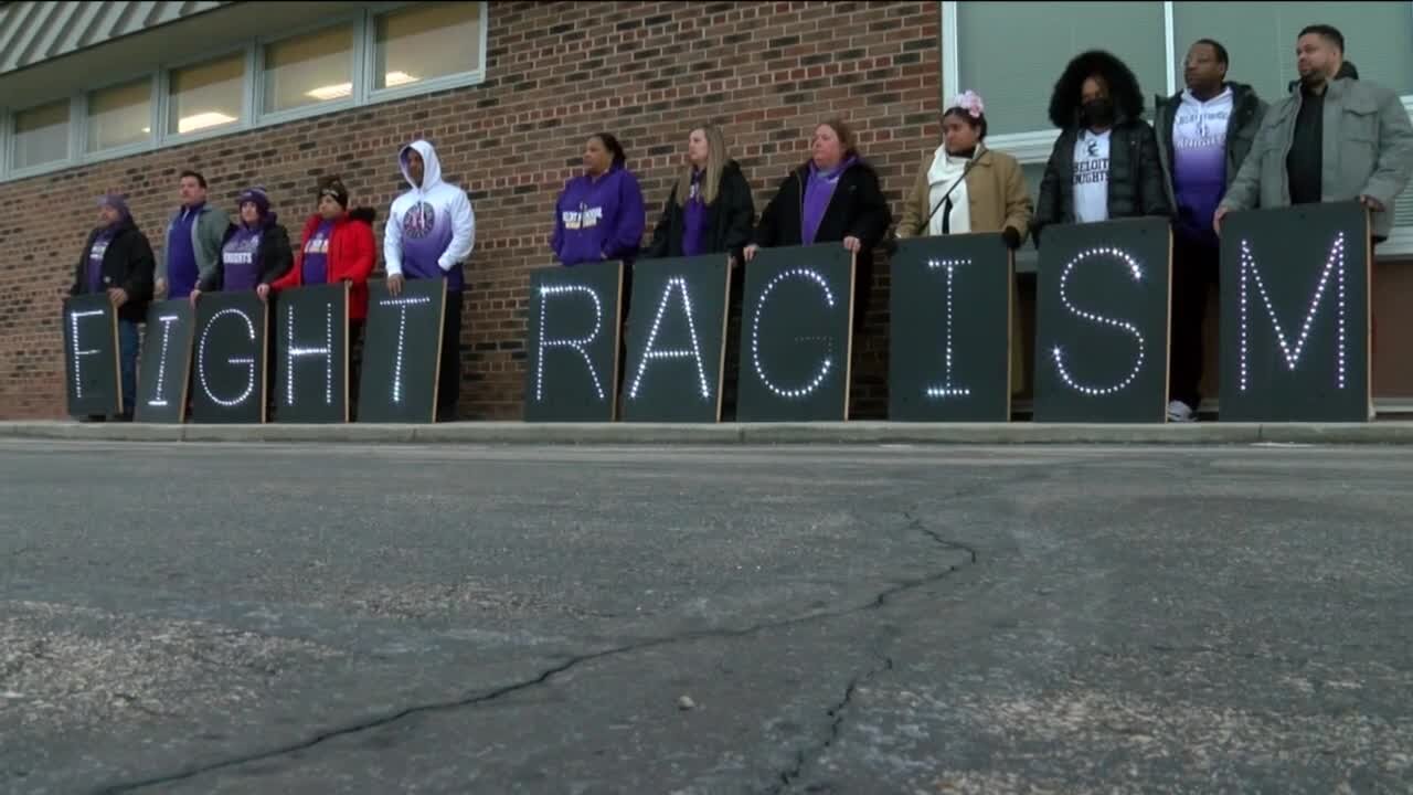 Protestors demand action following racist behavior at high school basketball game