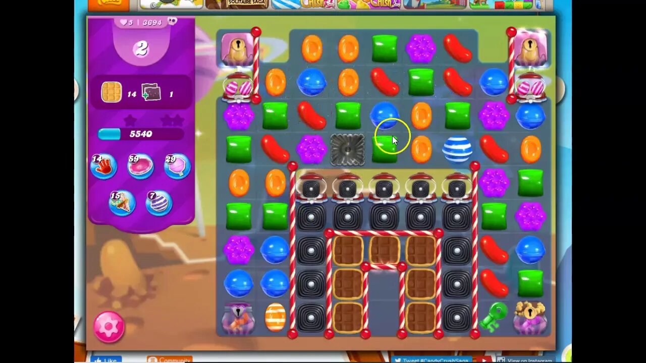 Candy Crush Level 3694 Talkthrough, 25 Moves 0 Boosters