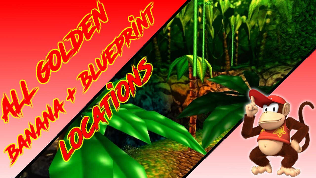 Donkey Kong 64 - Jungle Japes - Diddy Kong Golden Banana + Blueprint (Kasplat) Locations