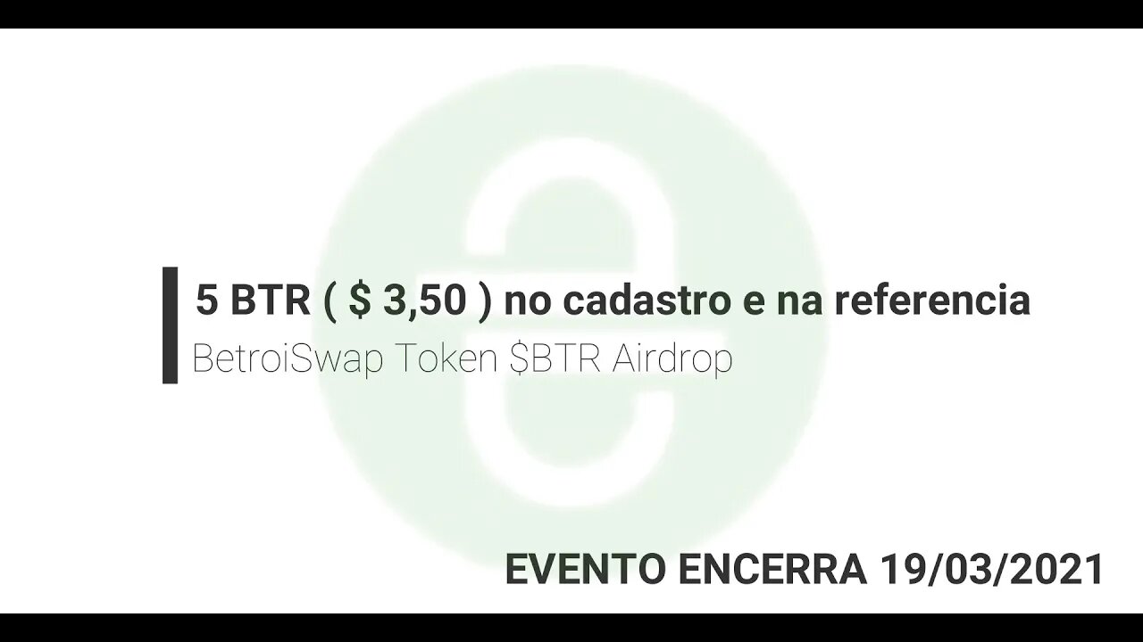 Finalizado - Airdrop - BetroiSwap $5 no cadastro + $1,5 na referencia