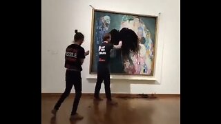 Climate Crazies Throw Black Liquid On Gustav Klimt Painting