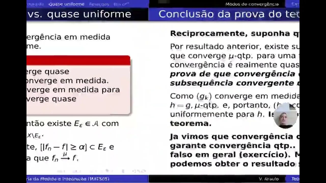 Medida e Integração: Modos de convergência: convergência quase uniforme