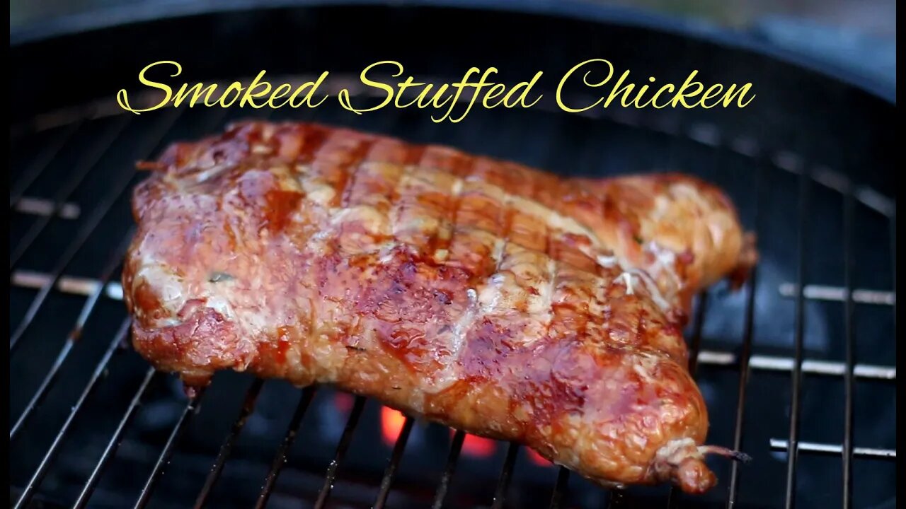 Smoking Stuffed Chicken in Weber Kettle BBQ