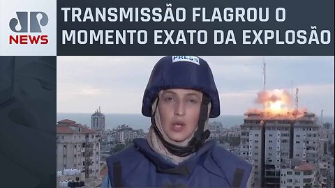 Jornalista se desespera ao ser surpreendida ao vivo por uma bomba