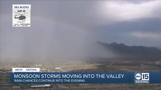 Rainbow in the sky as monsoon storms move into the Valley