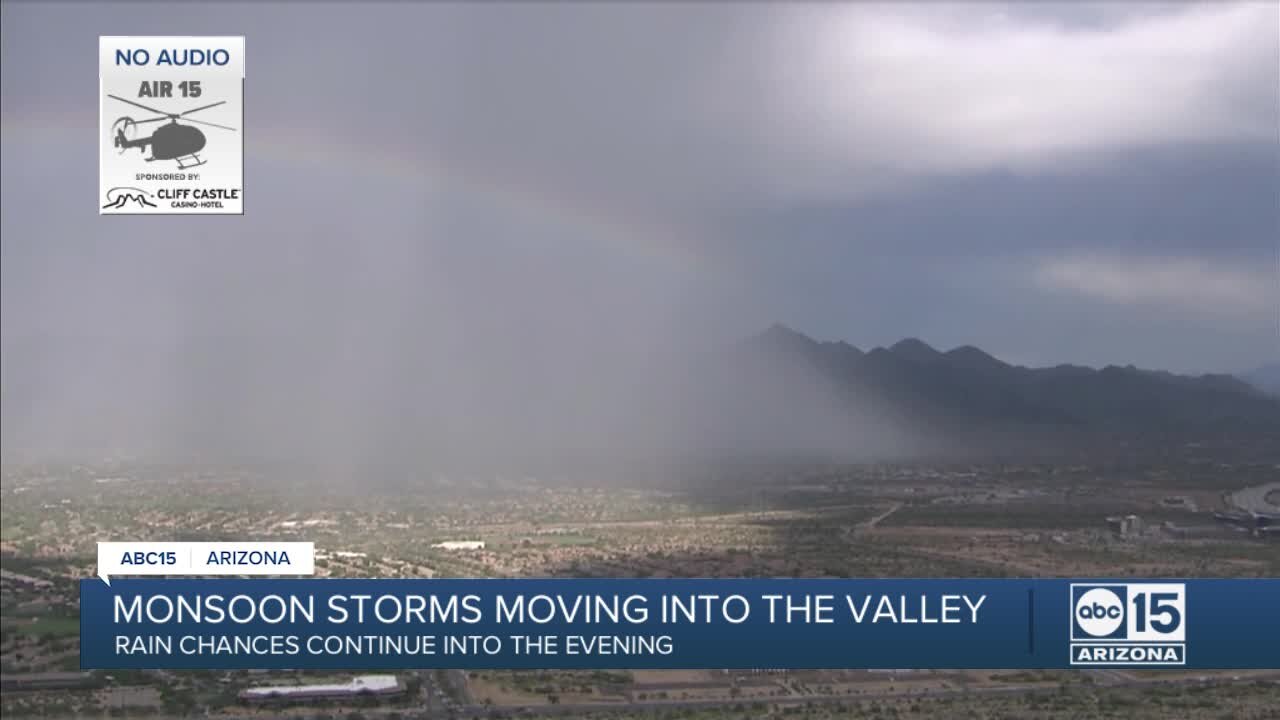Rainbow in the sky as monsoon storms move into the Valley