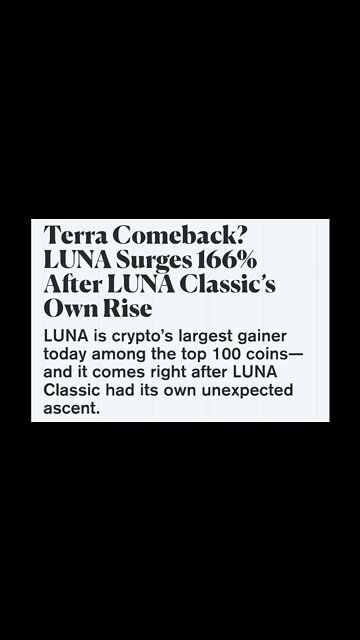 Terra Comeback? LUNA Surges 166% After LUNA Classic’s Own Rise #cryptomash #crypto #viral #trending