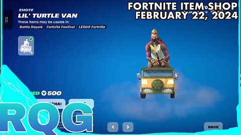 “NEW” LIL’ TURTLE VAN EMOTE IS HERE! FORTNITE ITEM SHOP (February 22, 2024)