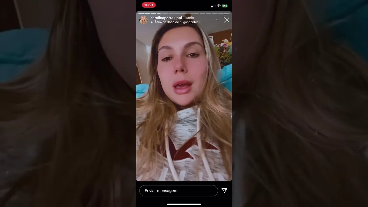 Carol Portaluppi desabafando sobre a pressão que vem sofrendo nas redes sociais