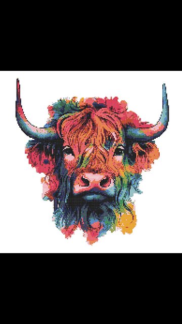 RAINBOW HIGHLAND COW Cross Stitch Pattern by Welovit | welovit.net | #welovit