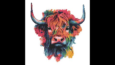 RAINBOW HIGHLAND COW Cross Stitch Pattern by Welovit | welovit.net | #welovit