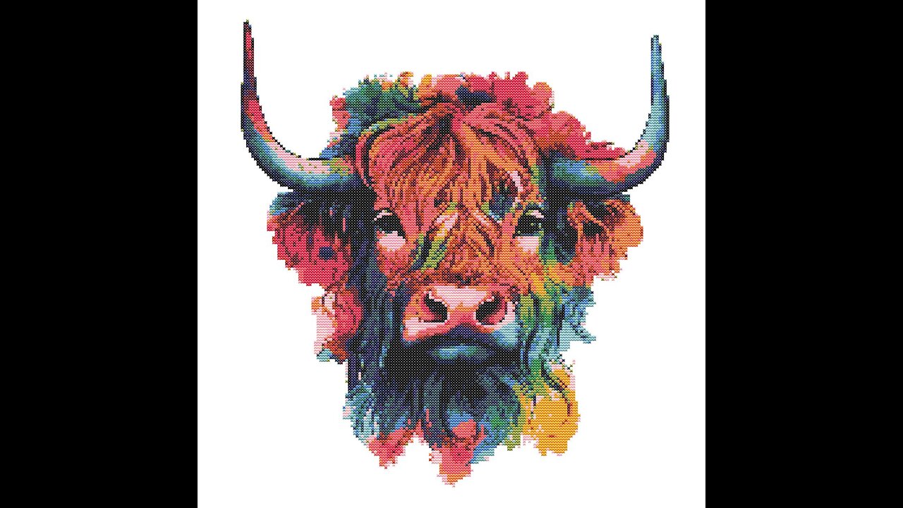 RAINBOW HIGHLAND COW Cross Stitch Pattern by Welovit | welovit.net | #welovit