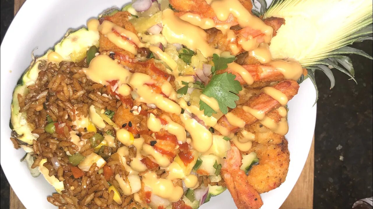 Pineapple Fried Rice Bowl w/ Shrimp & Scallops