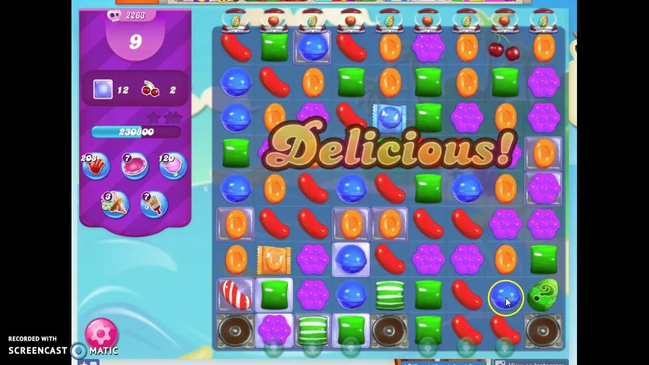 Candy Crush Level 2263 Audio Talkthrough, 1 Star 0 Boosters