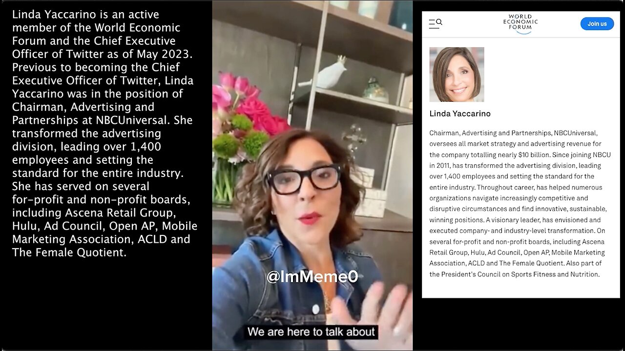 Twitter | Why Is the New CEO of Twitter (Linda Yaccarino) A Member of the World Economic Forum? Why Do Albert Bourla, Elon Musk, & Xi Jinping Agree On mRNA Technology & Human Machine Symbiosis? "We Could Merge w/ Artificial Intelligence.&quot