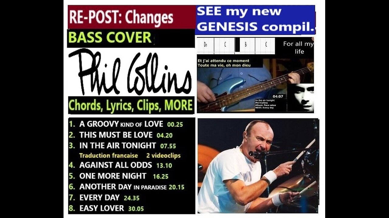 Bass cover PHIL COLLINS _ Chords, Lyrics, MORE