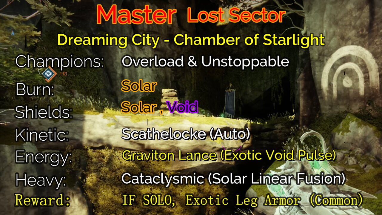 Destiny 2 Master Lost Sector: Dreaming City - Chamber of Starlight 5-3-22