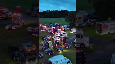 Truck Show At Night From The Sky