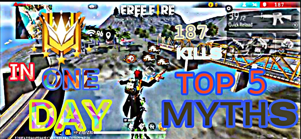 Top 5 myths in free fire🔥 || 187 kill || one day grandmaster push