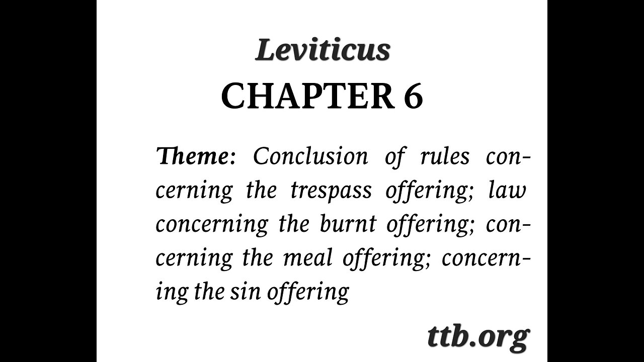 Leviticus Chapter 6 (Bible Study)