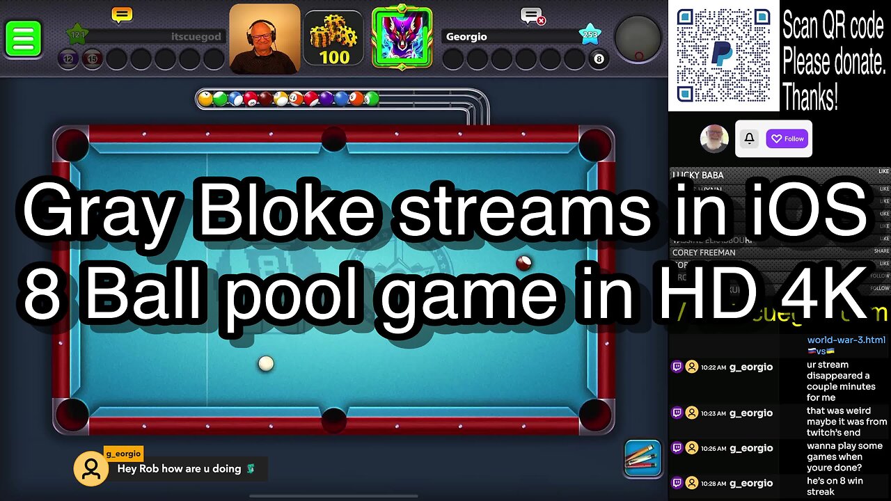 Gray Bloke streams in iOS 8 Ball pool game in HD 4K 🎱🎱🎱 8 Ball Pool 🎱🎱🎱{Weekend ReRun]