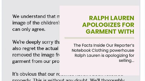 Ralph Lauren apologizes for garment with indigenous Mexican pattern, after 'plagiarism' accusat...