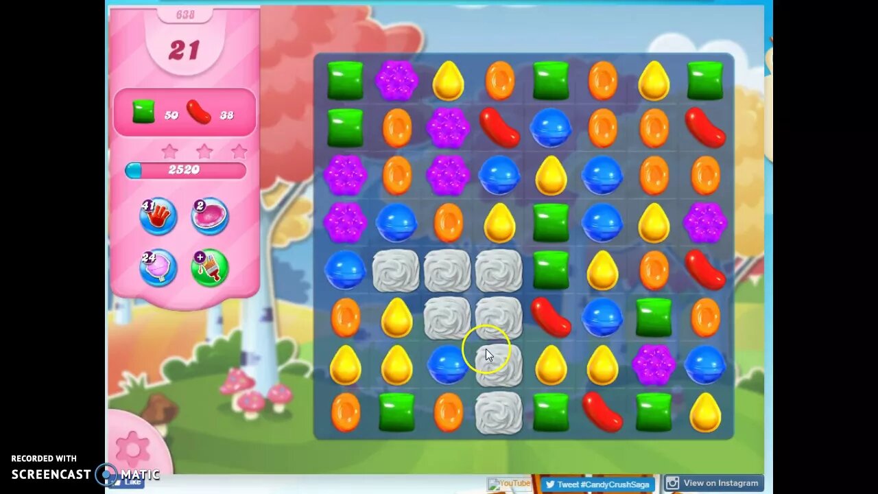 Candy Crush Level 638 Audio Talkthrough, 1 Star 0 Boosters