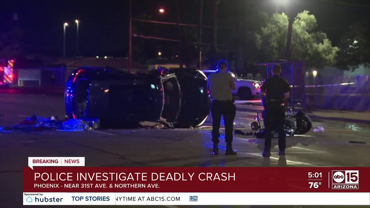 Motorcyclist killed, driver hurt in crash near 27th and Northern avenues