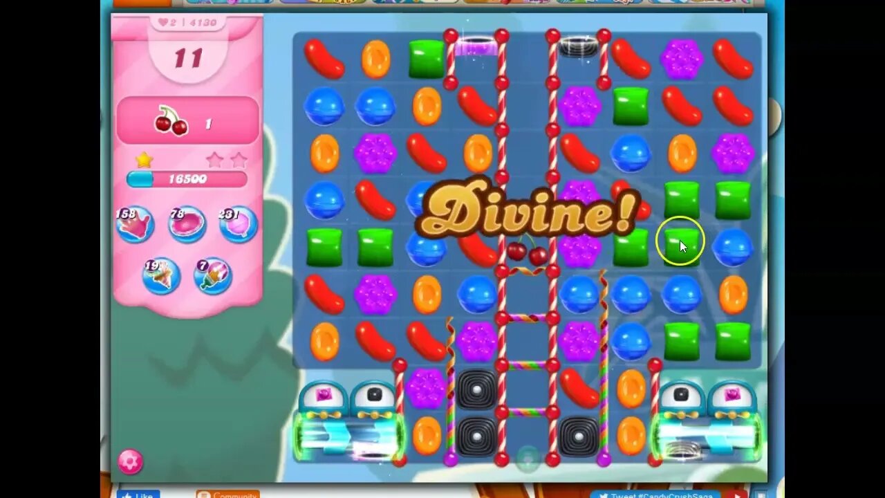 Candy Crush Level 4130 Talkthrough, 22 Moves 0 Boosters