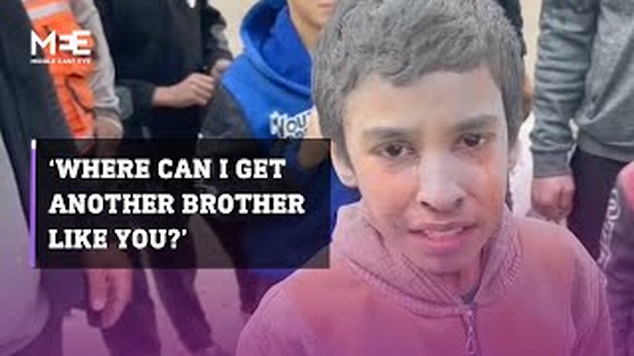 Palestinian boy says farewell to brother killed by Israeli air strike