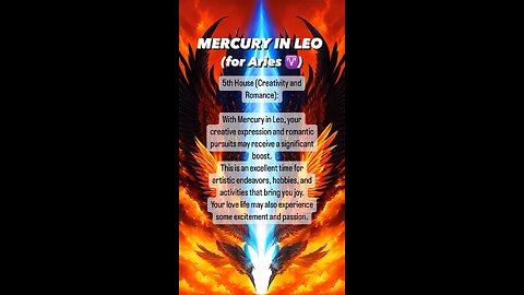 MERCURY in LEO for Aries ♈️ (5th house transit) #aries #joy #astrology #tarotary